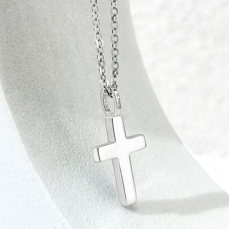 Women's Platinum Cross Pendant Necklace